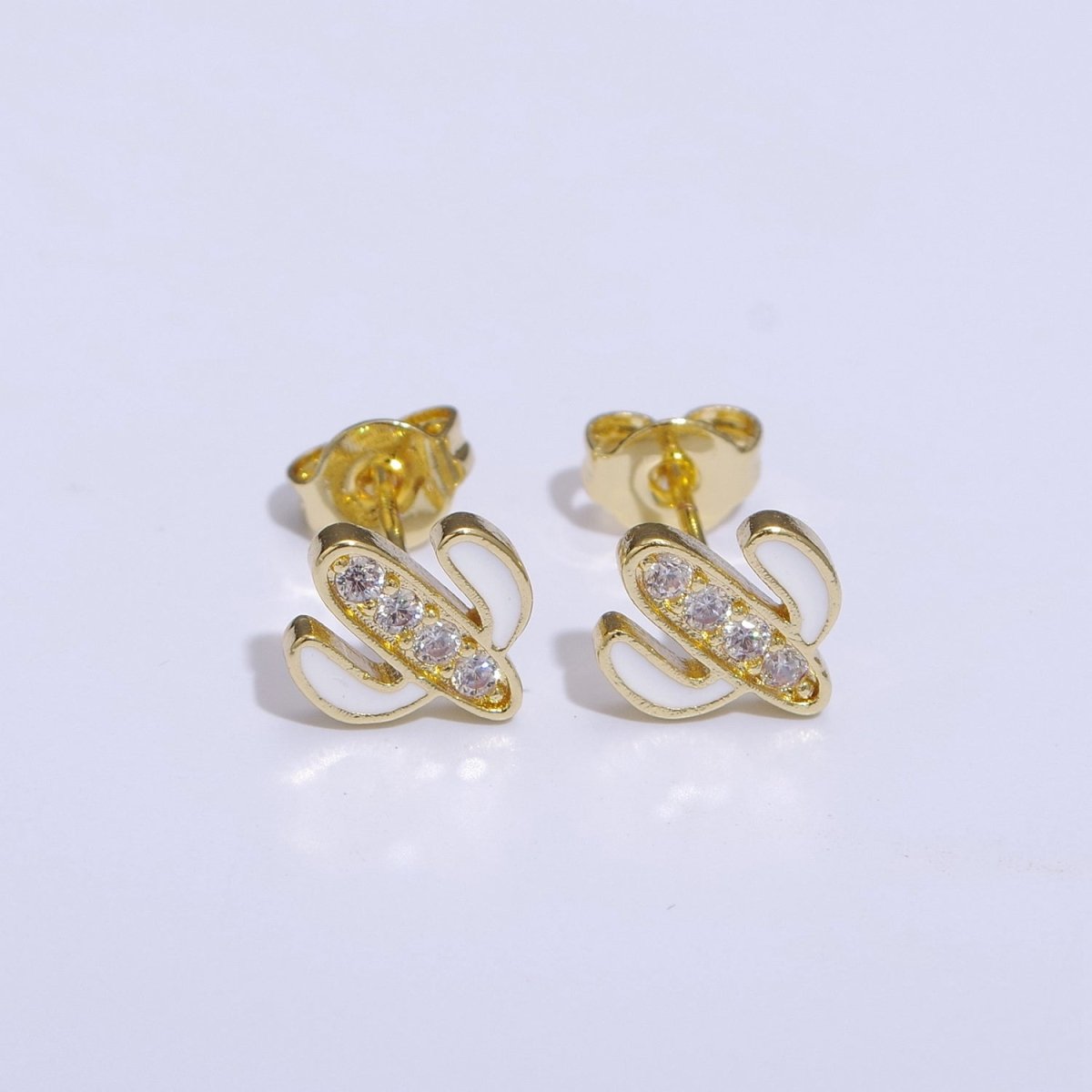 Cactus earrings, gold cactus stud earrings, tiny studs, dainty small studs, minimalist Succulent stud Earring T-145 ~ T-149 - DLUXCA