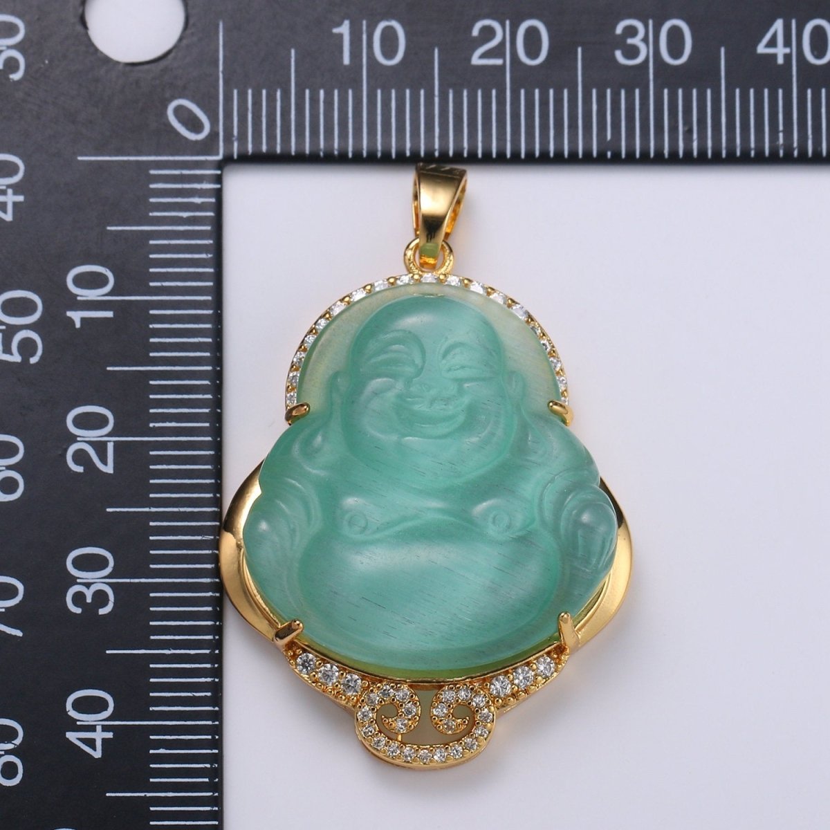 Cat's eye Buddha Cubic Pendant 24K Gold plated Buddha Pendant Green Cat's Eye Buddha Charm CubicBuddha Necklace for Religious Jewelry Supply AH-259 AH-260