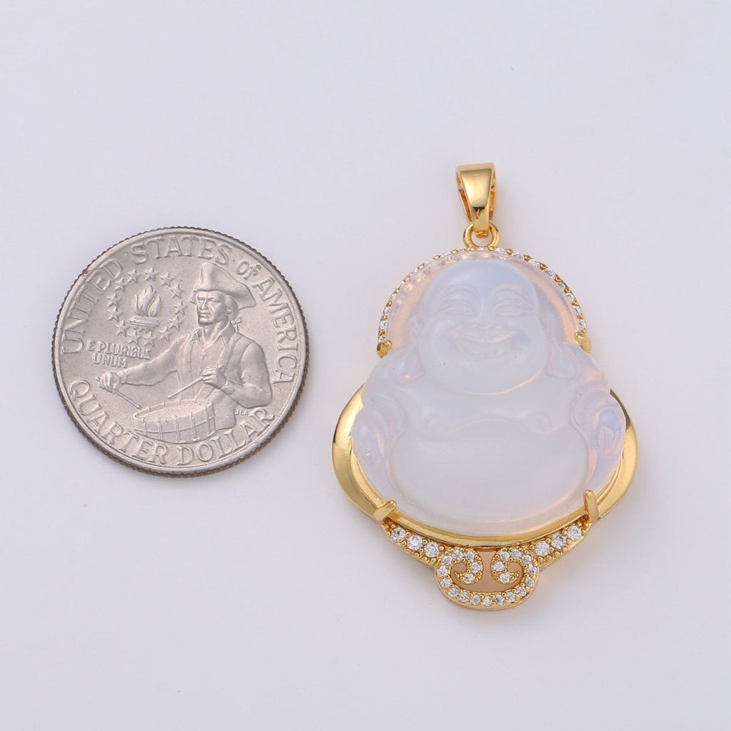 Cat's eye Buddha Cubic Pendant 24K Gold plated Buddha Pendant Green Cat's Eye Buddha Charm CubicBuddha Necklace for Religious Jewelry Supply AH-259 AH-260