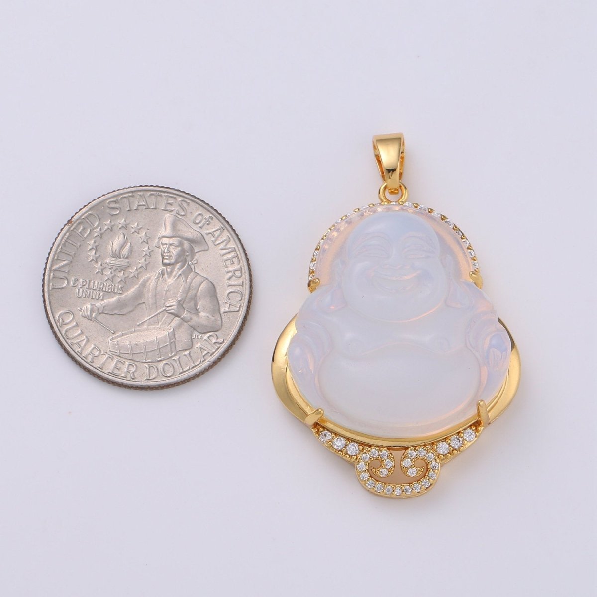 Cat's eye Buddha Cubic Pendant 24K Gold plated Buddha Pendant Green Cat's Eye Buddha Charm CubicBuddha Necklace for Religious Jewelry Supply AH-259 AH-260