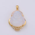 Cat's eye Buddha Cubic Pendant 24K Gold plated Buddha Pendant Green Cat's Eye Buddha Charm CubicBuddha Necklace for Religious Jewelry Supply AH-259 AH-260