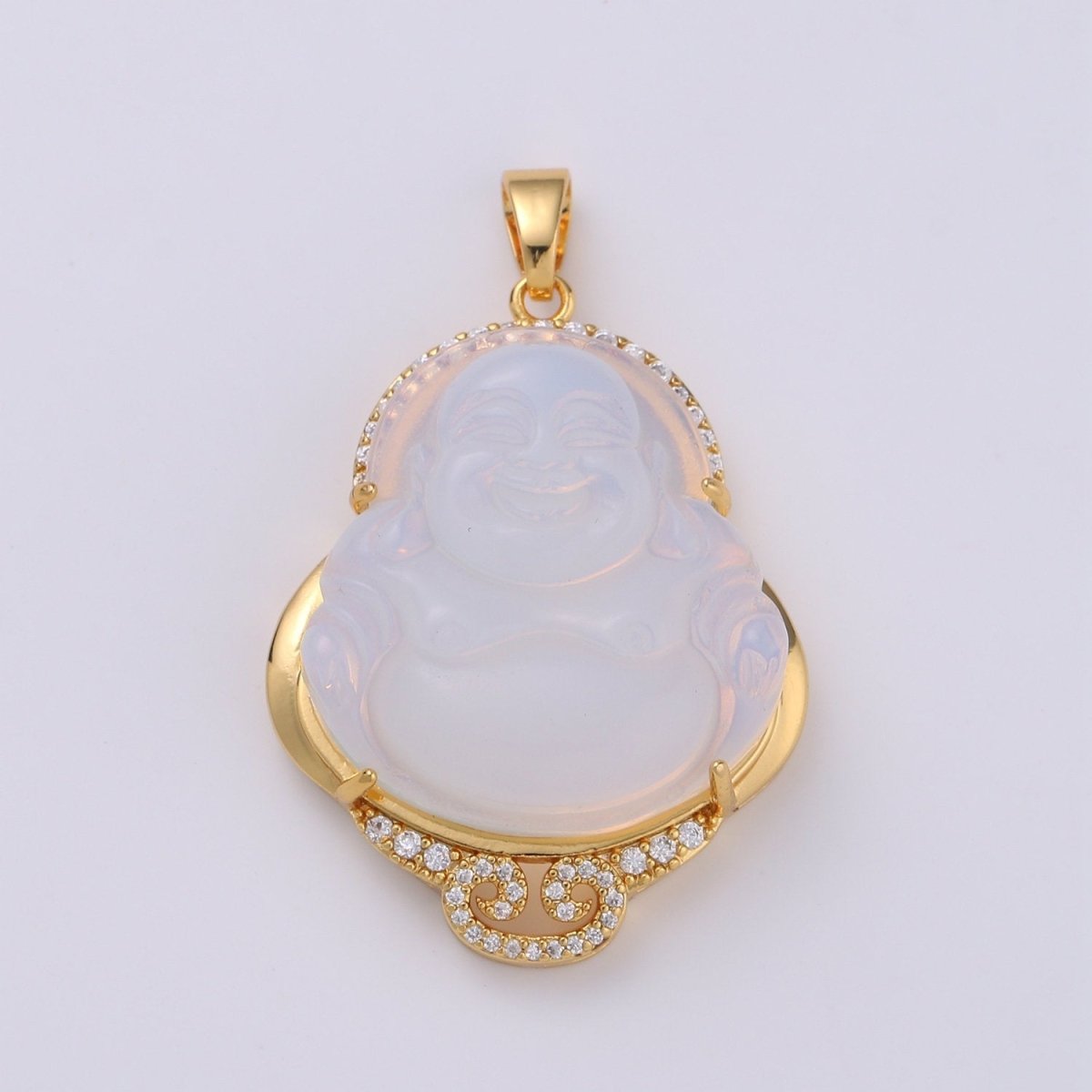 Cat's eye Buddha Cubic Pendant 24K Gold plated Buddha Pendant Green Cat's Eye Buddha Charm CubicBuddha Necklace for Religious Jewelry Supply AH-259 AH-260