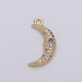 Celestial Cubic Crescent Moon Charm Gold Charm Pendant, Gold plated CZ Charm Pendant, Cubic Zirconia Dainty Moon Necklace Charm, D-400 - DLUXCA