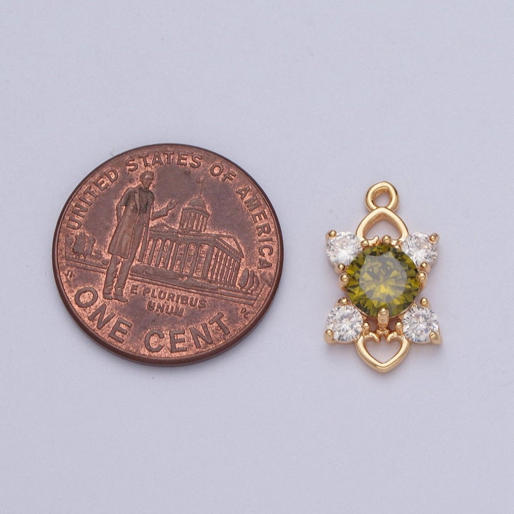Celestial Four Pointed Star Round Cubic Zirconia Love Heart Link Charm For Valentine Jewelry | X-211-X-214