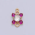 Celestial Four Pointed Star Round Cubic Zirconia Love Heart Link Charm For Valentine Jewelry | X-211-X-214