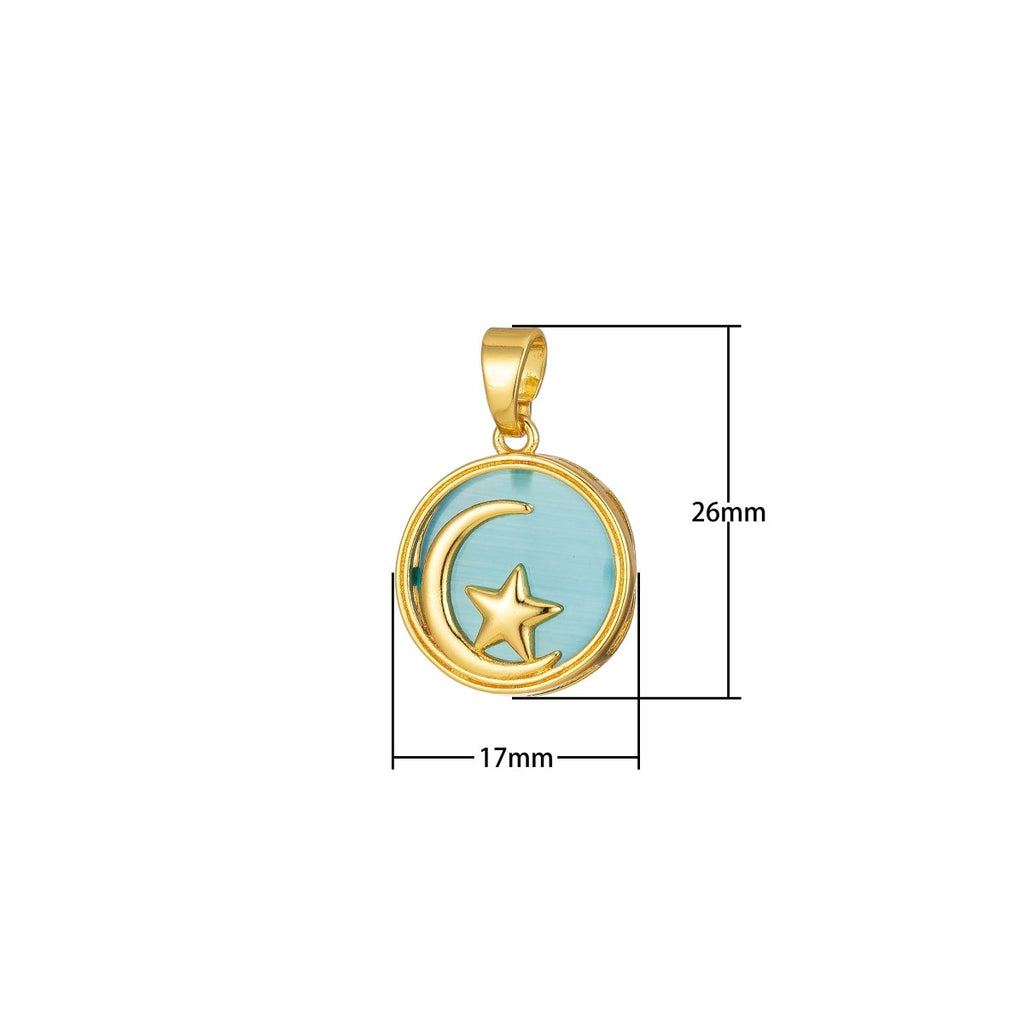 Celestial Pendant Crescent Moon Star Dainty Charm J-301~J-305