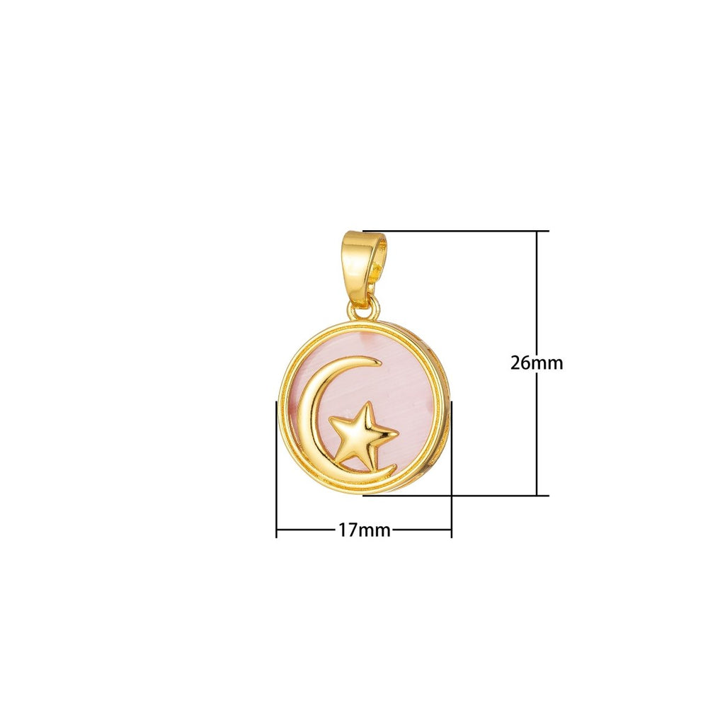 Celestial Pendant Crescent Moon Star Dainty Charm J-301~J-305