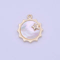 Celestial Shinning Shell Pearl Sun CZ Star Gold & Silver Charm | D-101 D-116