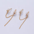 Celestial Star Cubic Zirconia CZ Chain Double Stud Earrings P-311 - DLUXCA