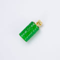 Chinese Carved Emerald Green Jade Natural Stone Gold plated Pendant O-221 - DLUXCA