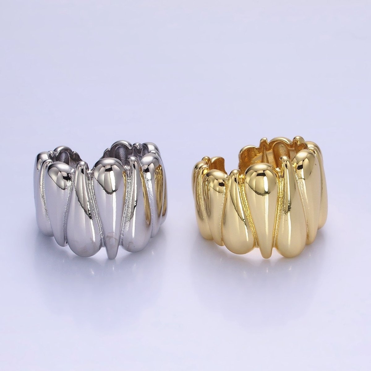 Chunky 14K Gold plated Upside Down Tear Drop Ring in gold and silver | O1272 1273 - DLUXCA
