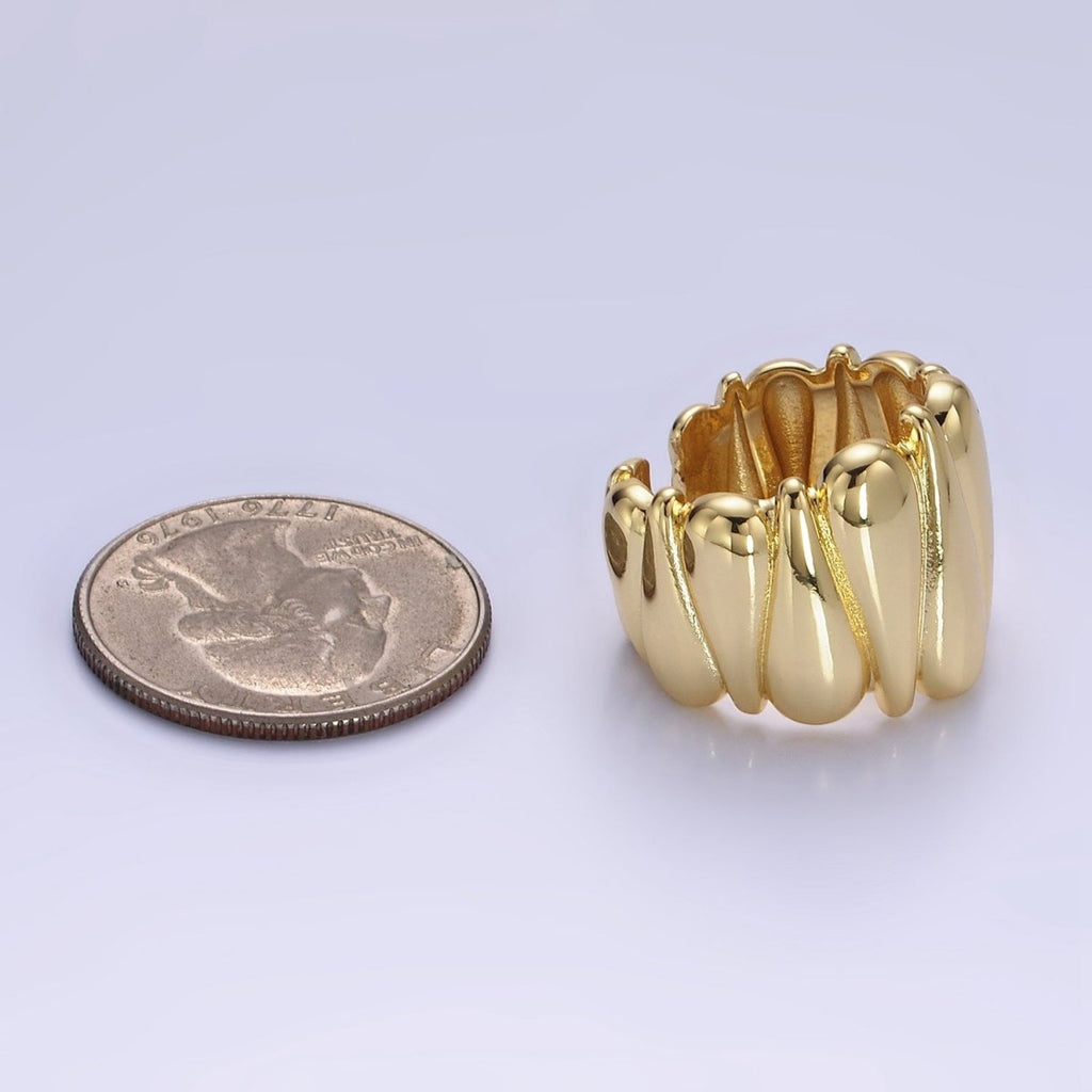 Chunky 14K Gold plated Upside Down Tear Drop Ring in gold and silver | O1272 1273 - DLUXCA