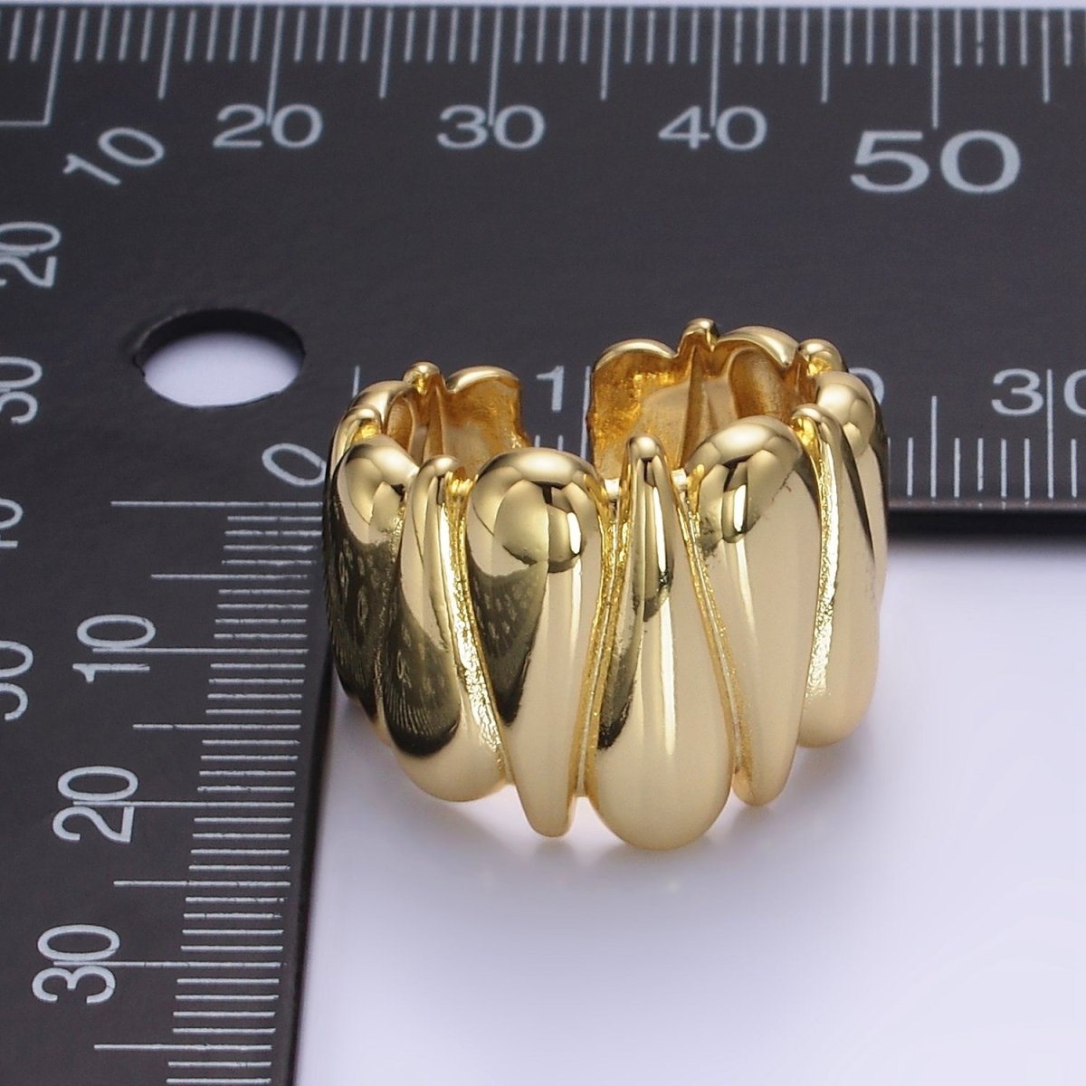 Chunky 14K Gold plated Upside Down Tear Drop Ring in gold and silver | O1272 1273 - DLUXCA