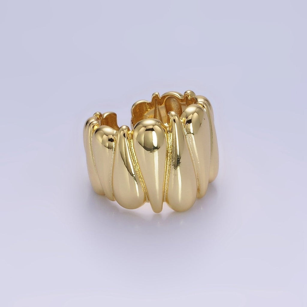 Chunky 14K Gold plated Upside Down Tear Drop Ring in gold and silver | O1272 1273 - DLUXCA