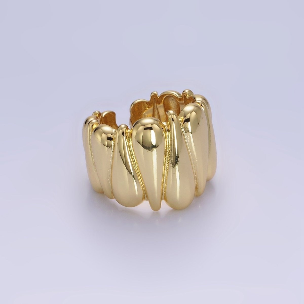 Chunky 14K Gold plated Upside Down Tear Drop Ring in gold and silver | O1272 1273 - DLUXCA