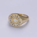 Chunky 24K Gold plated Crystal Zirconia CZ Ring, White Blue Pink Opal Statement Ring | U-454 ~ U-456