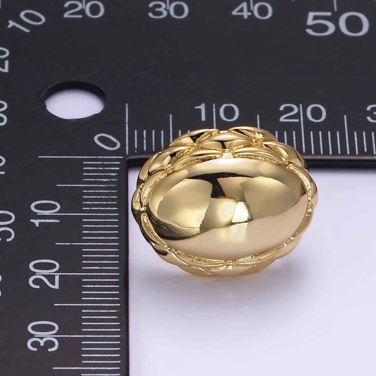 Chunky 24K Gold plated Oval Quilt Textured Stud Earrings | T309 T310
