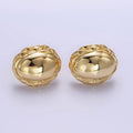 Chunky 24K Gold plated Oval Quilt Textured Stud Earrings | T309 T310