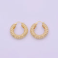 Chunky Beaded Gold Hoop Earring Textured 30mm Hoop Earring Y-157 - DLUXCA