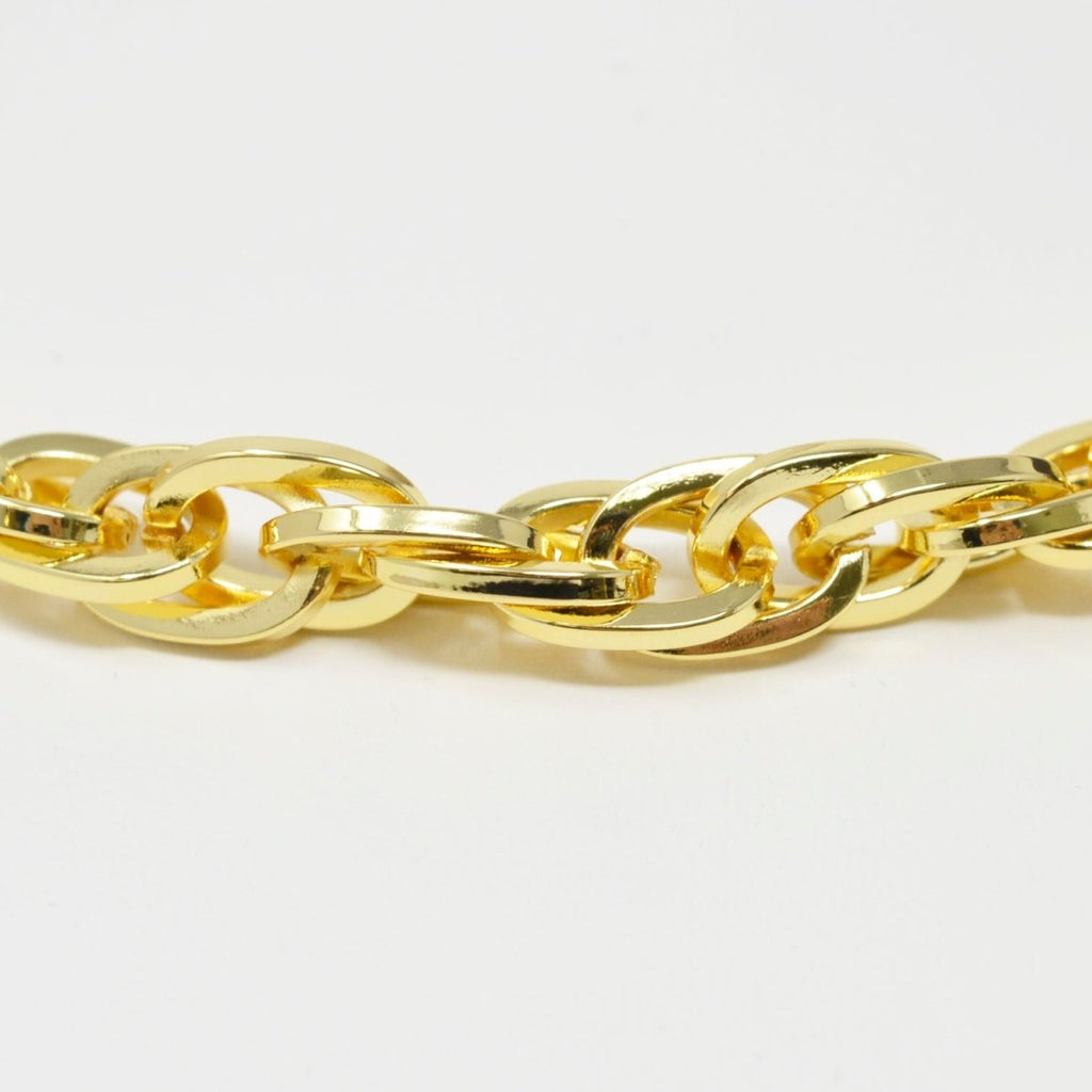 Chunky Bold Cable Chain 24K Gold plated by Yard Statement Oval Link Chain, Yellow Gold Thick Rope for Handmade Jewelry | ROLL-453 Clearance Pricing - DLUXCA