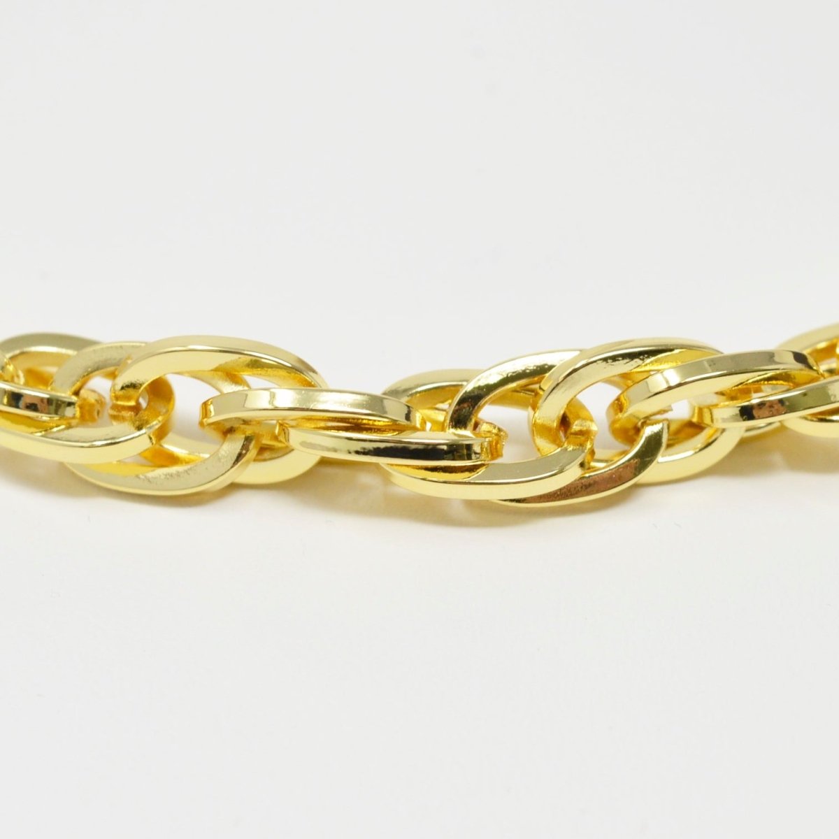 Chunky Bold Cable Chain 24K Gold plated by Yard Statement Oval Link Chain, Yellow Gold Thick Rope for Handmade Jewelry | ROLL-453 Clearance Pricing - DLUXCA