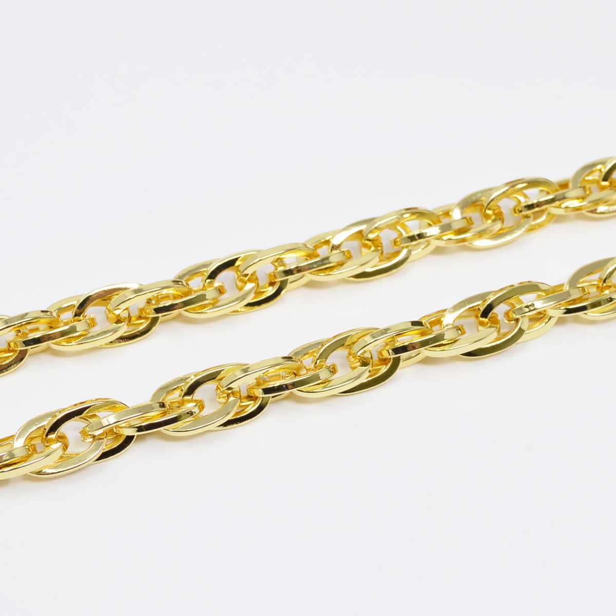 Chunky Bold Cable Chain 24K Gold plated by Yard Statement Oval Link Chain, Yellow Gold Thick Rope for Handmade Jewelry | ROLL-453 Clearance Pricing - DLUXCA