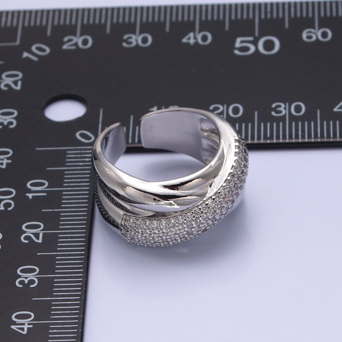 Chunky Criss Cross CZ Ring in 24k Gold plated For Statement Jewelry O-2116 O-2117
