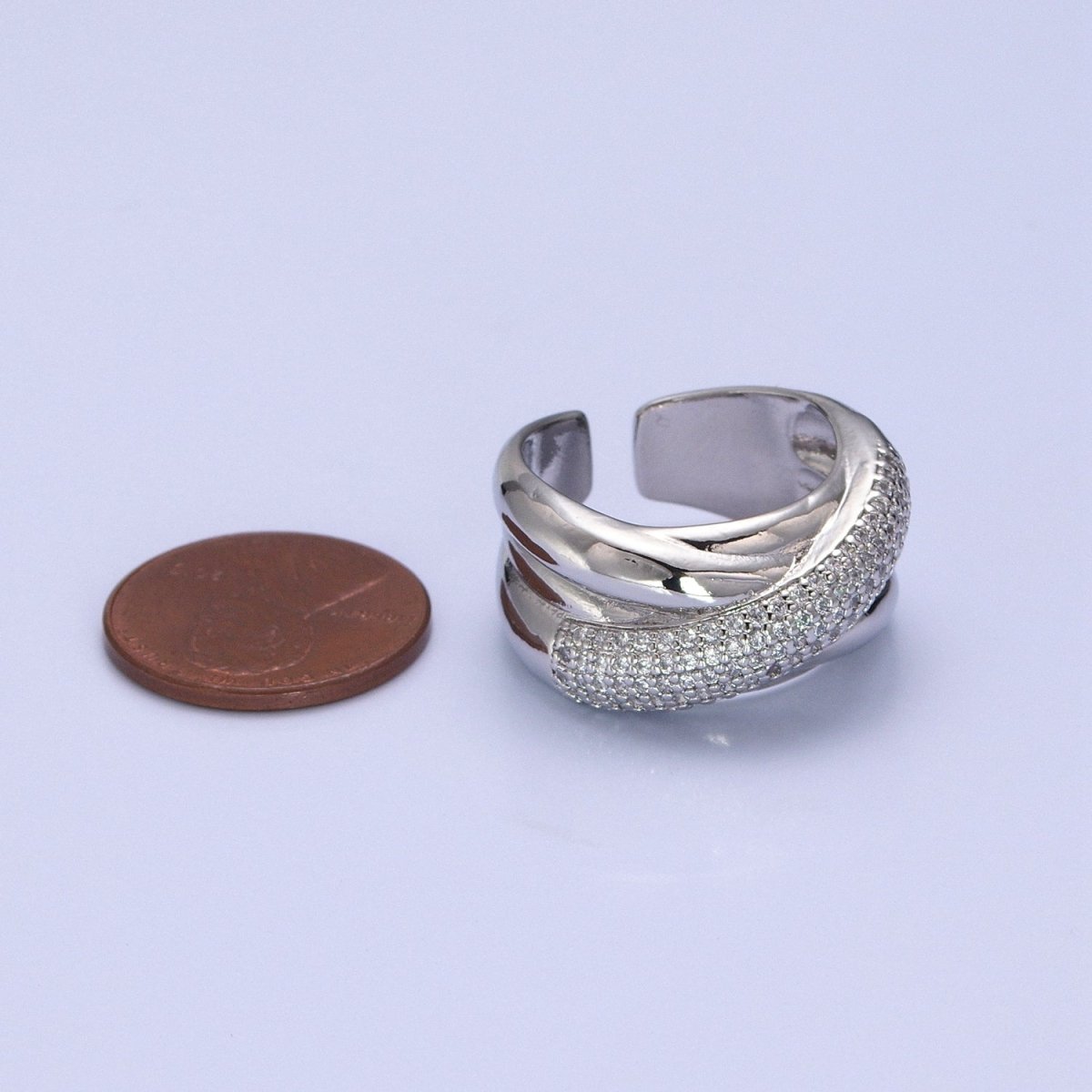 Chunky Criss Cross CZ Ring in 24k Gold plated For Statement Jewelry O-2116 O-2117