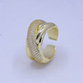 Chunky Criss Cross CZ Ring in 24k Gold plated For Statement Jewelry O-2116 O-2117