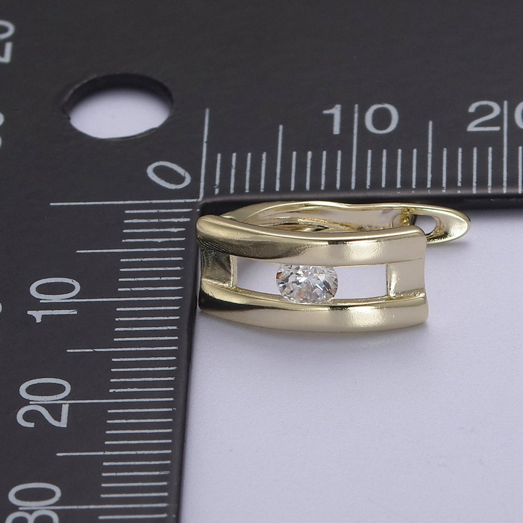 Chunky CZ Hoop Earrings Everyday Huggie Hoop Earrings • Perfect Gift for Her V-155 - DLUXCA