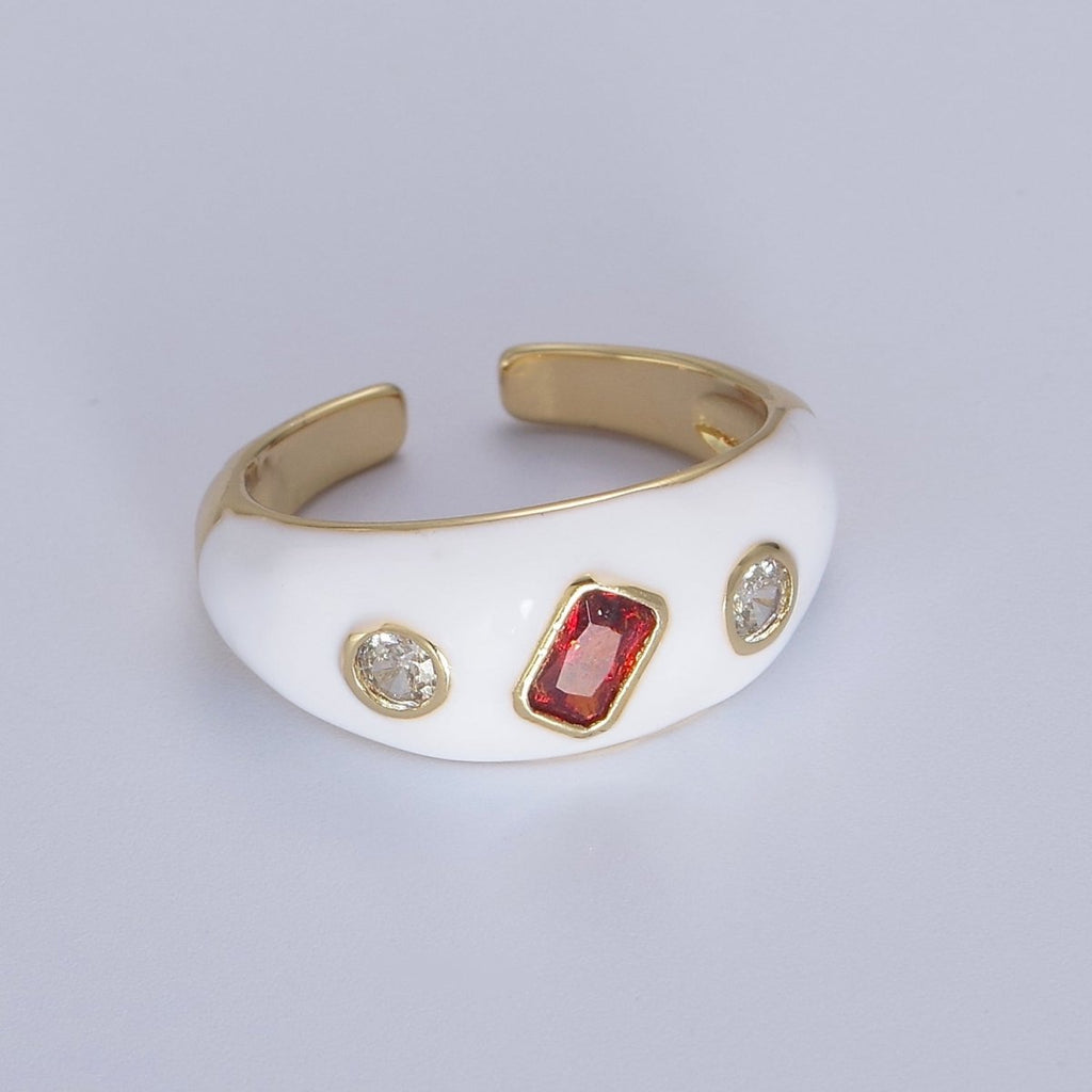 Chunky Enamel Teal Pink White Dome Ring Y2K Jewelry O-2195 O-2196 O-2197