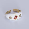 Chunky Enamel Teal Pink White Dome Ring Y2K Jewelry O-2195 O-2196 O-2197