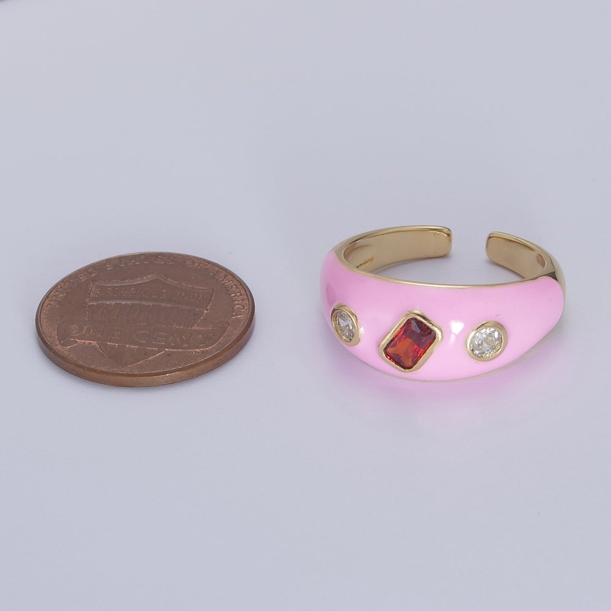 Chunky Enamel Teal Pink White Dome Ring Y2K Jewelry O-2195 O-2196 O-2197
