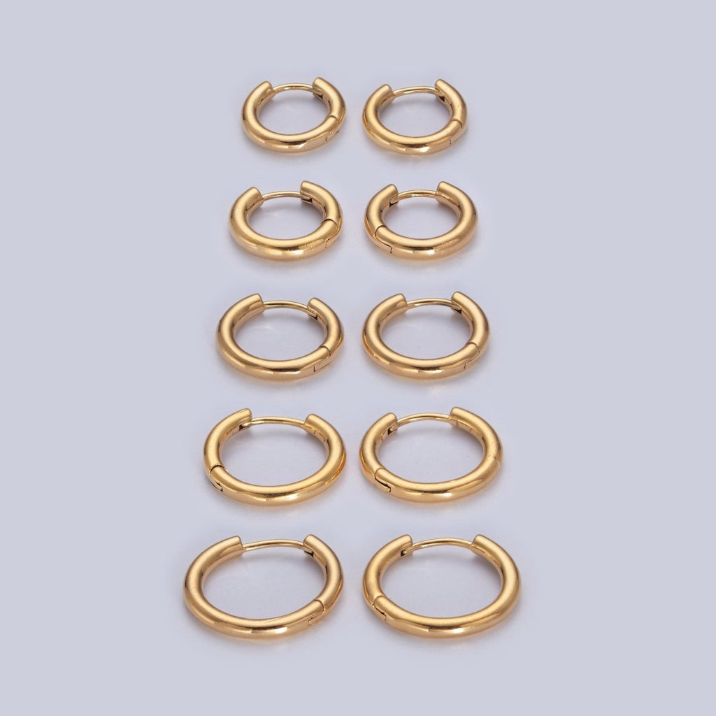 Chunky Gold Classic Huggie Minimalist Hoops | P-332 P-333 P-334 P-335 P-336 - DLUXCA