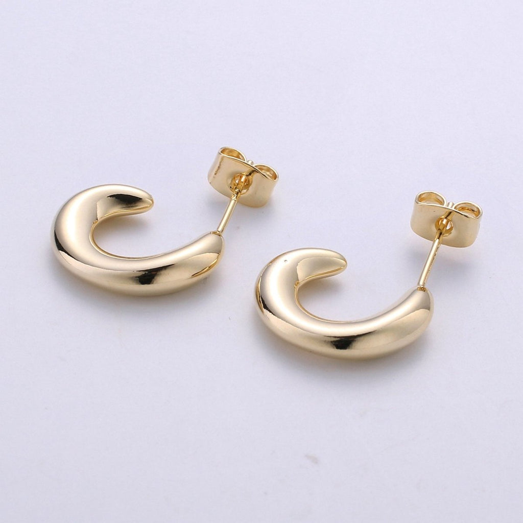Chunky Gold plated Hoop Earrings, Fat Hoop Earrings, Chubby Hoop Earrings, Gold Hoop Earrings statement earring | K-433 - DLUXCA