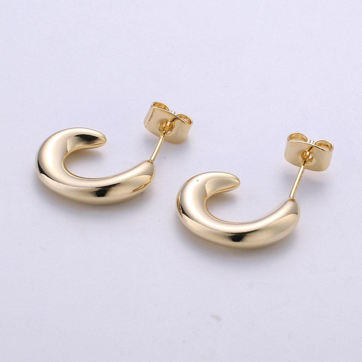 Chunky Gold plated Hoop Earrings, Fat Hoop Earrings, Chubby Hoop Earrings, Gold Hoop Earrings statement earring | K-433 - DLUXCA