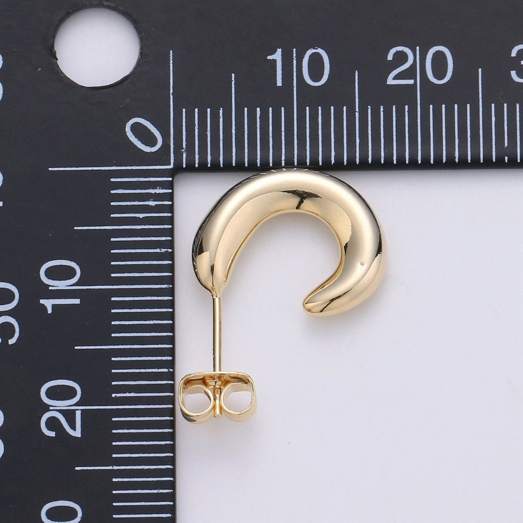 Chunky Gold plated Hoop Earrings, Fat Hoop Earrings, Chubby Hoop Earrings, Gold Hoop Earrings statement earring | K-433 - DLUXCA