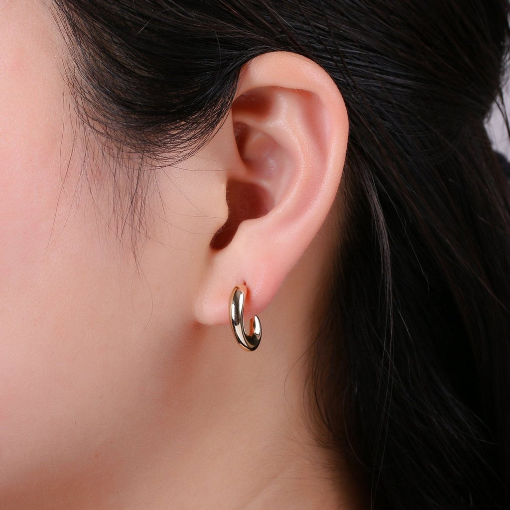 Chunky Gold plated Hoop Earrings, Fat Hoop Earrings, Chubby Hoop Earrings, Gold Hoop Earrings statement earring | K-433 - DLUXCA