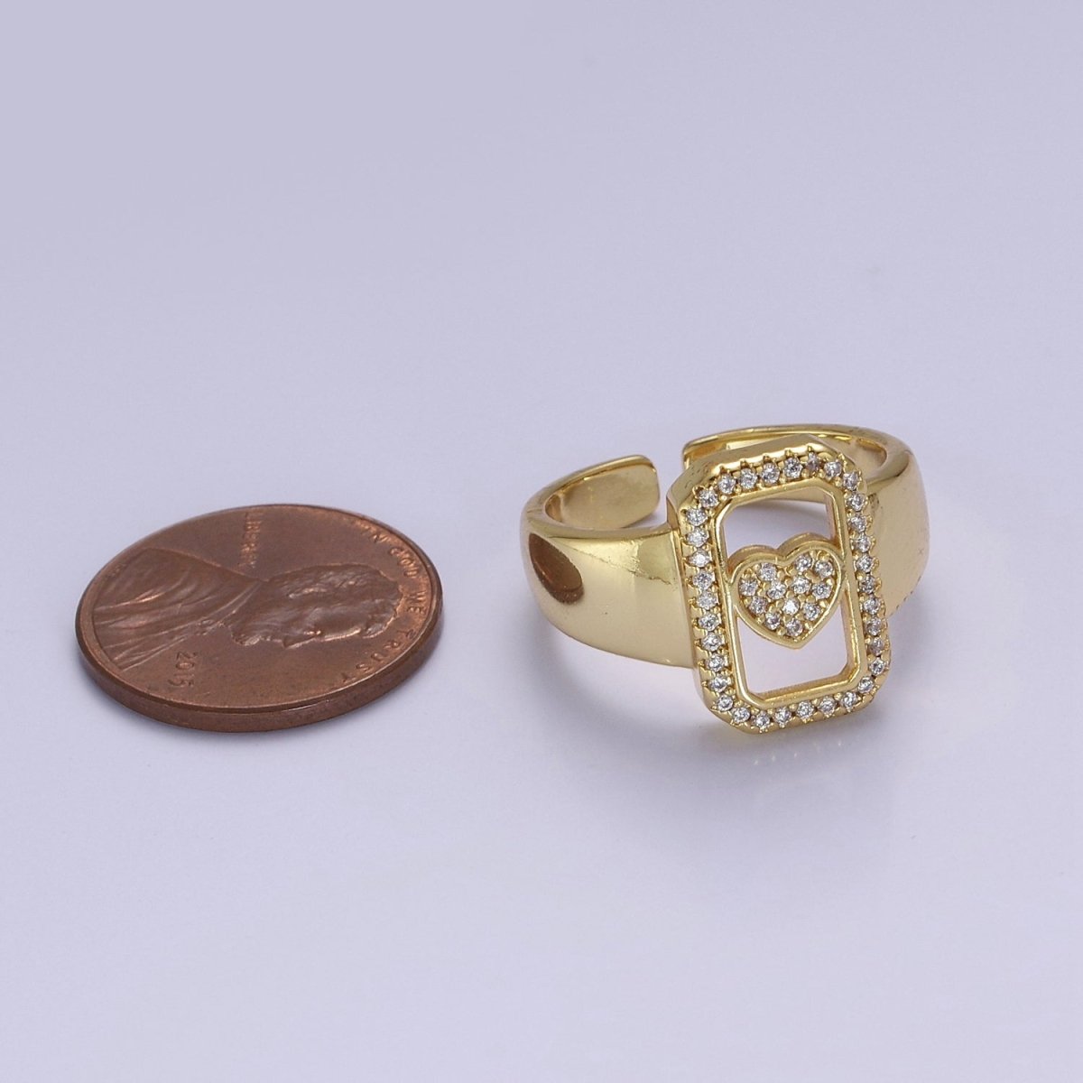 Chunky Gold Heart ring CZ Heart ring, trendy heart ring, Silver heart ring, Big Tag Heart Jewelry O-2045  O-2046