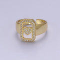 Chunky Gold Heart ring CZ Heart ring, trendy heart ring, Silver heart ring, Big Tag Heart Jewelry O-2045  O-2046