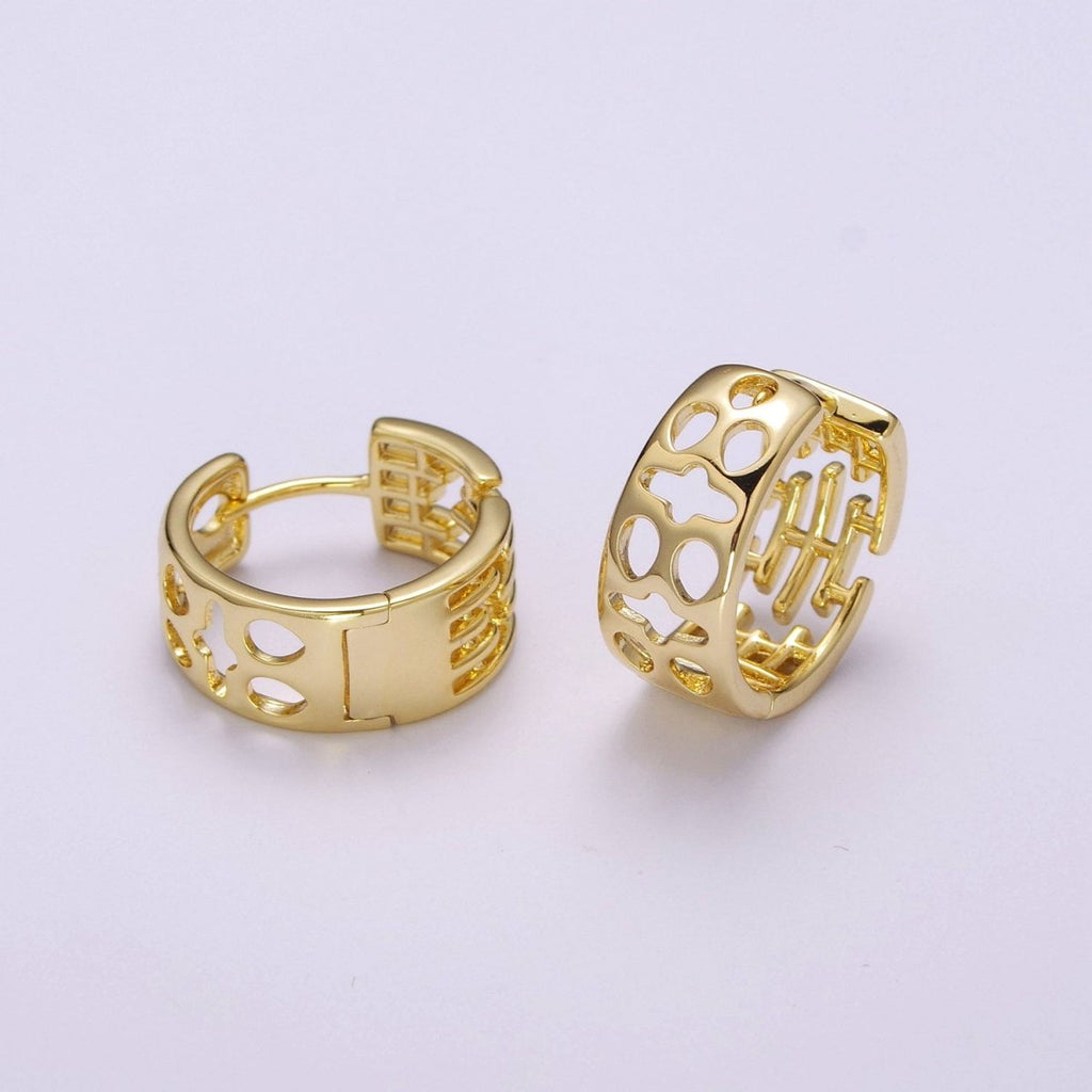 Chunky Hoop Earrings Hypoallergenic 14K Gold plated Bold Hoop Earrings for Women T-207 - DLUXCA