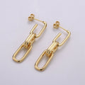 Chunky Link Hoops,Gold Link Hoops,Rectangle Hoops,Gold Hoops,Minimalist Earrings, Silver Hoops,Dangle Link Earrings,Gold Drop Earrings Q-160 - DLUXCA