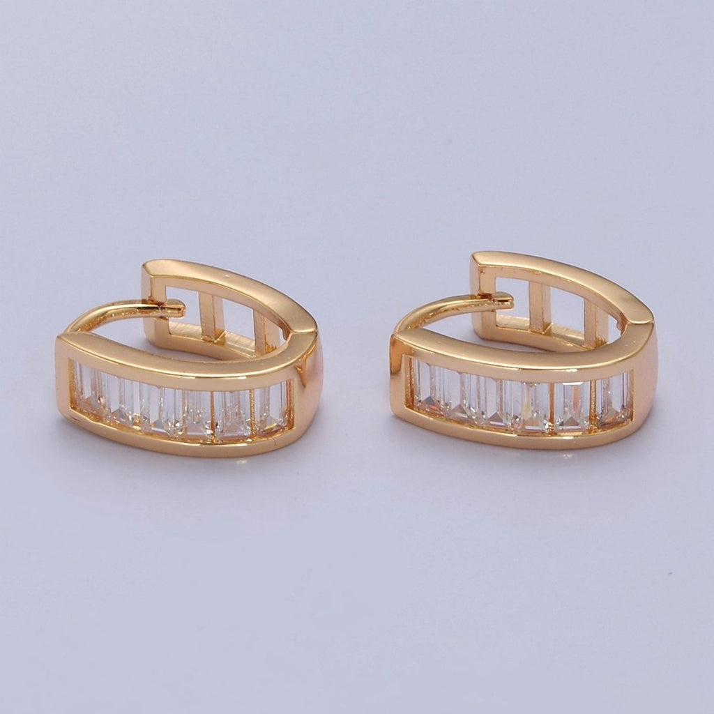 Chunky Pave Gold Earring Bold Huggie Earring T-436 - DLUXCA