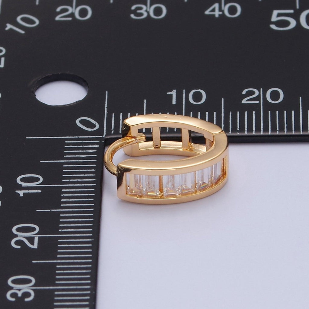 Chunky Pave Gold Earring Bold Huggie Earring T-436 - DLUXCA