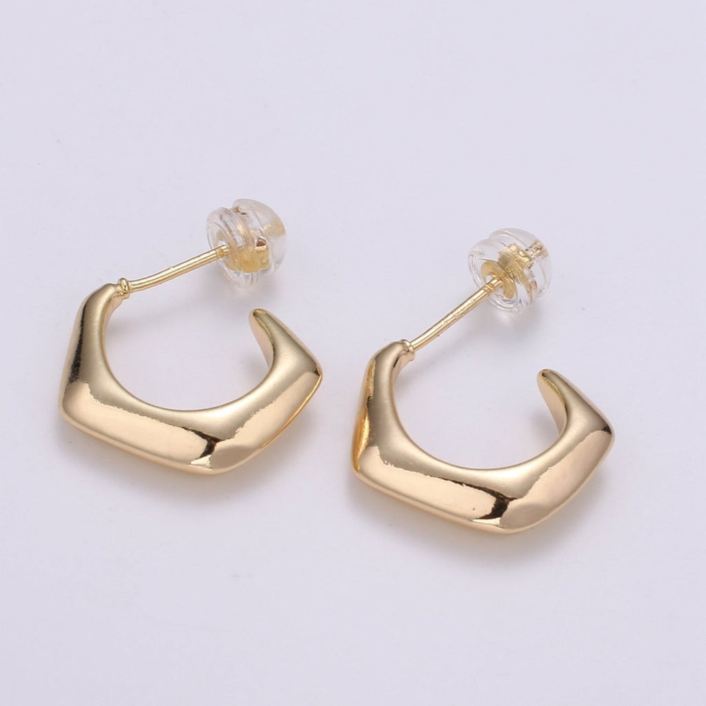 Chunky Pentagonal Design 18K Gold Earring Geometric Earring, Modern design for DIY Earring Craft Supply Jewelry Making Q-456 - DLUXCA