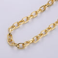 Chunky Rolo Paper Clip Oval Chain Necklace, 11X7mm 24K Gold plated Jumbo Rolo Unfinished Chain | ROLL-243 Clearance Pricing - DLUXCA