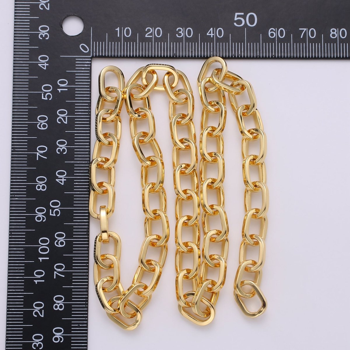 Chunky Rolo Paper Clip Oval Chain Necklace, 11X7mm 24K Gold plated Jumbo Rolo Unfinished Chain | ROLL-243 Clearance Pricing - DLUXCA