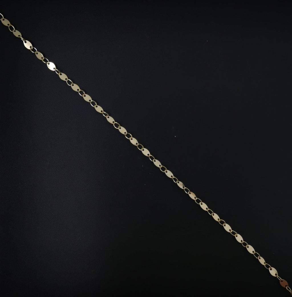 Circle Charm 16K Gold Chain by Yard, Round Disc Charm Chain, Wholesale Bulk Roll Chain for Jewelry Making, DESIGNED Chain | ROLL-027 Clearance Pricing - DLUXCA