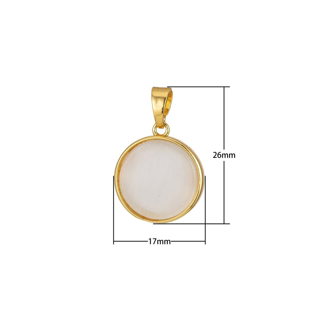 Circle Round Geometric Pendant Coin Dainty Charm Black Green Pink White J-821~J-825