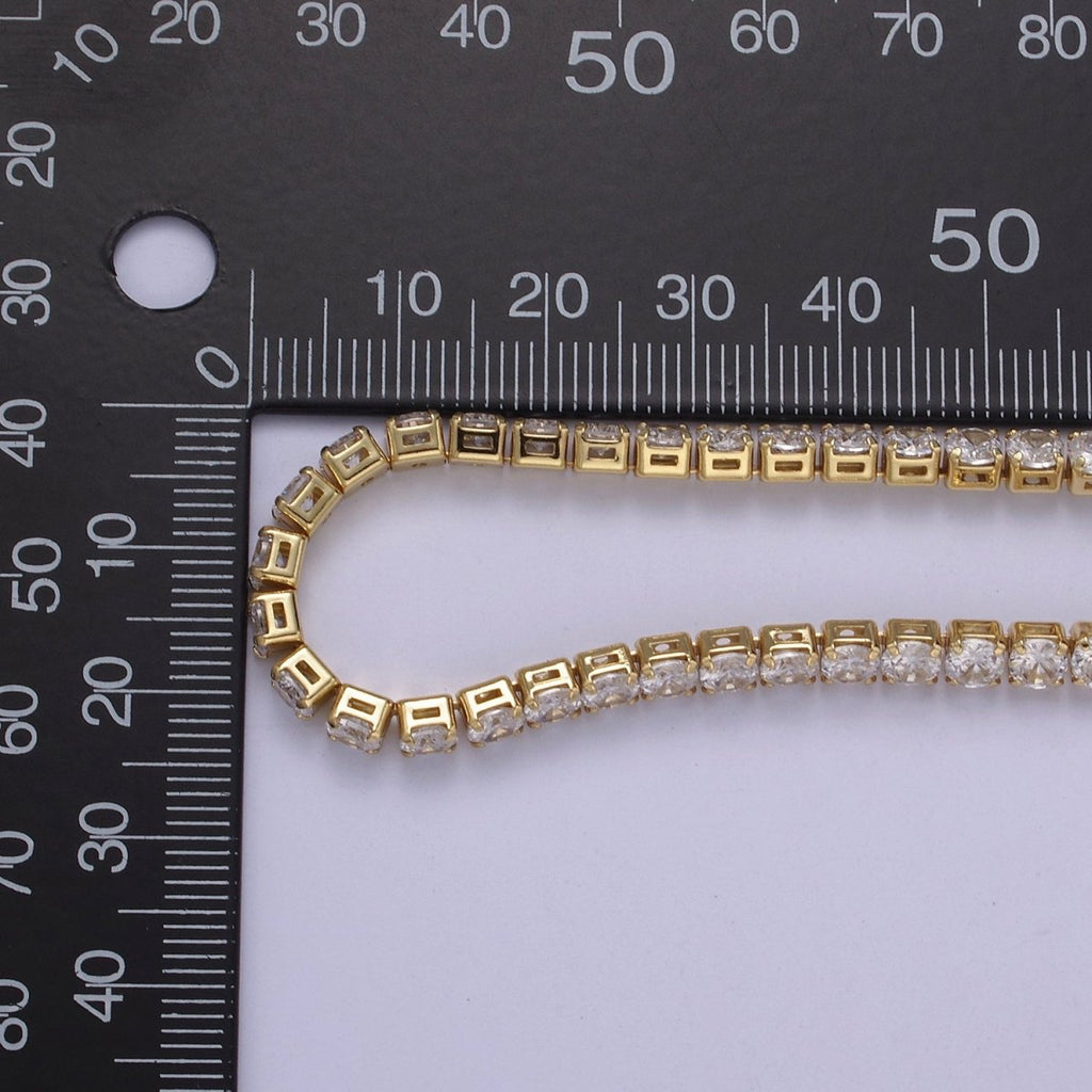 Classic Cubic Zirconia Tennis Necklace , Diamond Necklace , 14K Gold plated Tennis Adjustable Necklace, Gift for her | WA-602 Clearance Pricing - DLUXCA